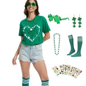 7155 St Patricks Day Shirt Green Shamrock Lucky Clover Tee